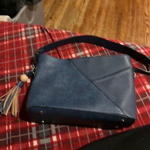 Really good condition blue Sondra Roberts squared shoulder purse!